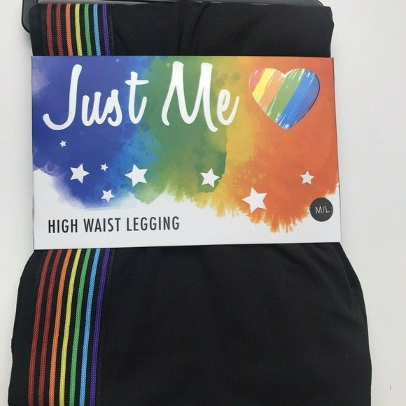 Just Me High Waist Rainbow Leggings - Picture 1 of 5